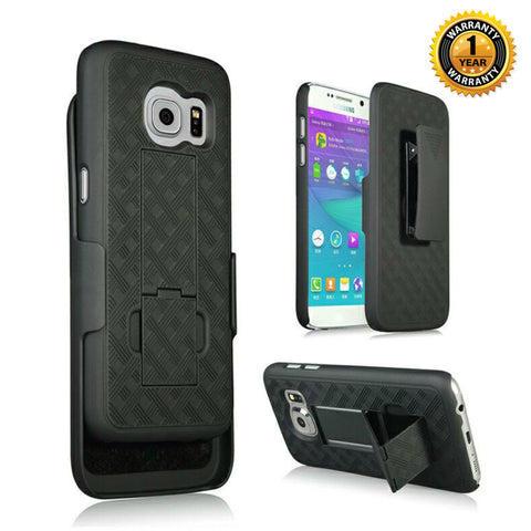 Samsung Galaxy S7 Edge Gray Phone case with kickstand and belt clip combo