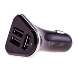High Performance Car Charger Adapter in White & Black with Multi-Charge Capabilities.